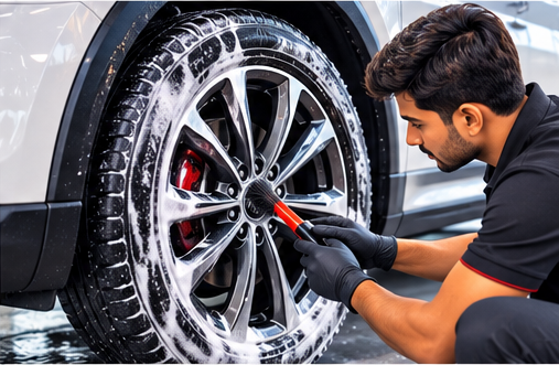 Alloy Wheel & Tire Detailing - Maa Mogal Service Station